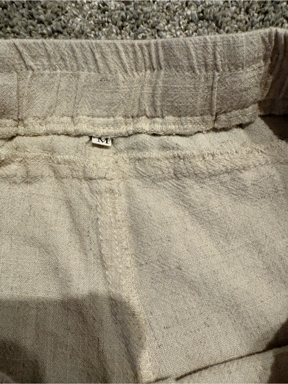 Women's Linen/cotton blend Elastic Cuff Pants in Light Beige - Picture 2 of 5